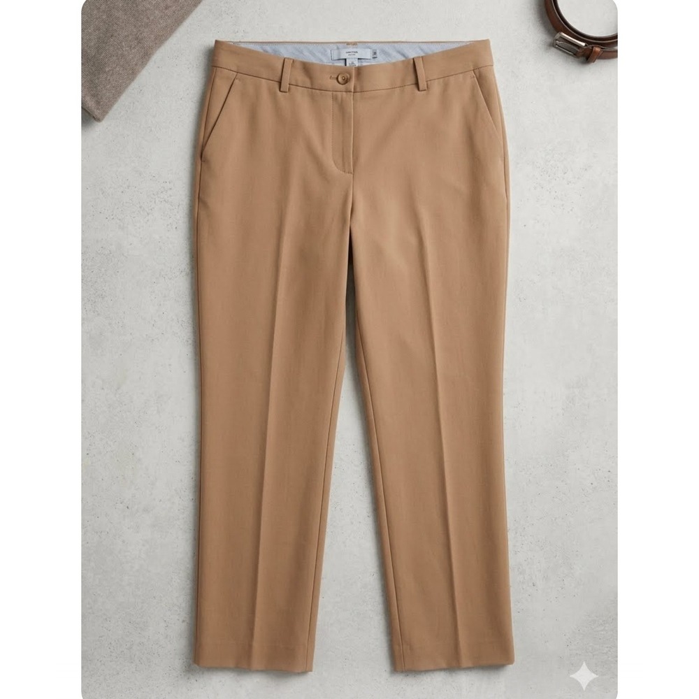 Samantha‎ Grey Camel Tan Straight Leg Ankle Dress Pants Womens Size 12 Stretch